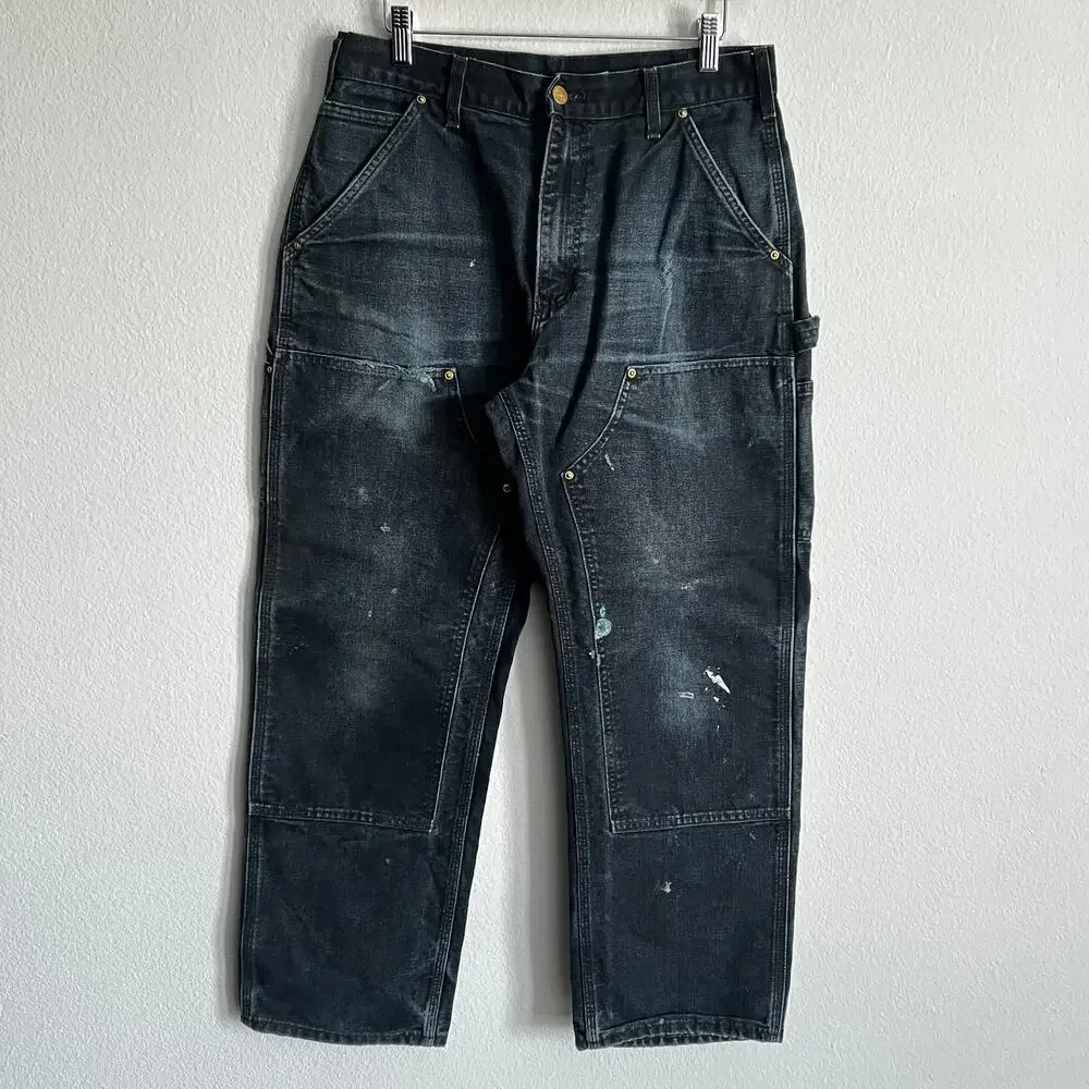 Carhartt faded black double knee work wear carpenter pants